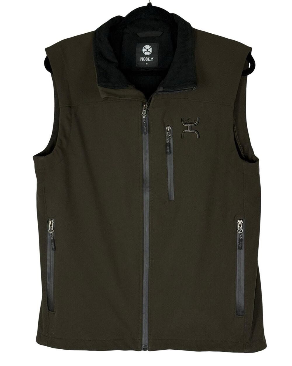 Hooey Vest Mens Full Zip Sleeveless Soft Shell Pockets Western Brown Green Sz M